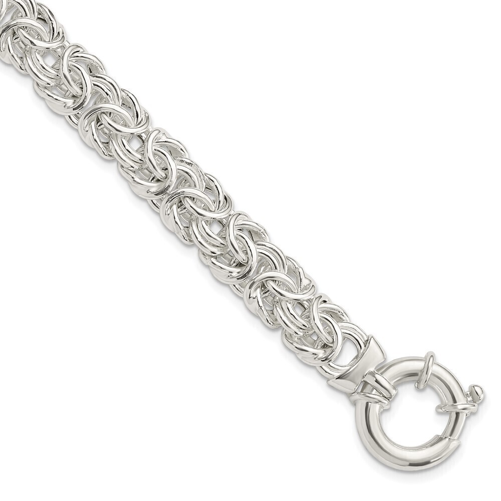 Kazi Luxury Sterling Silver Polished Byzantine Link Bracelet